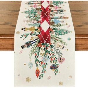 Nutcracker Table Runner Christmas Decor Holiday Decoration Red Decorative Cloth